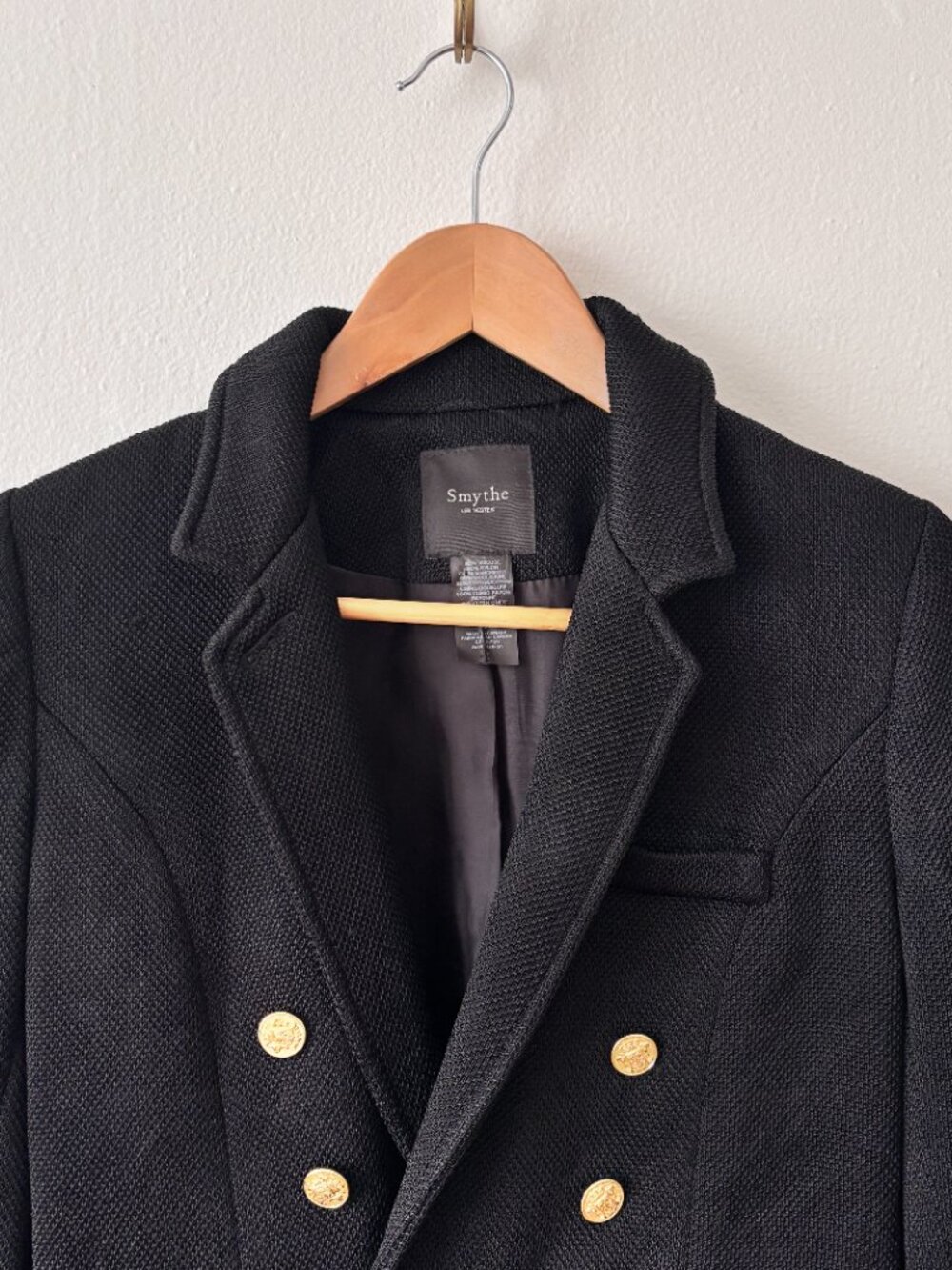 Smythe Double Breasted College Blazer in Black Pique - Picture 7 of 12